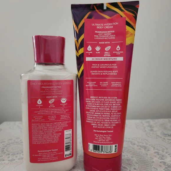 Bath & Body Works Bali Mango Lotion & Cream - Pink, Gold, Orange - Picture 2 of 2